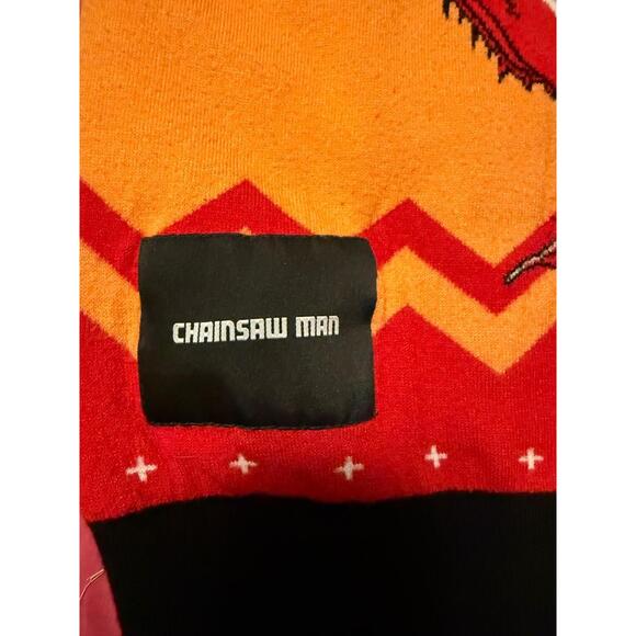 Box Lunch Chainsaw Man Pullover Sweater Small Red Orange Anime Holiday Denji Gra - Picture 4 of 5
